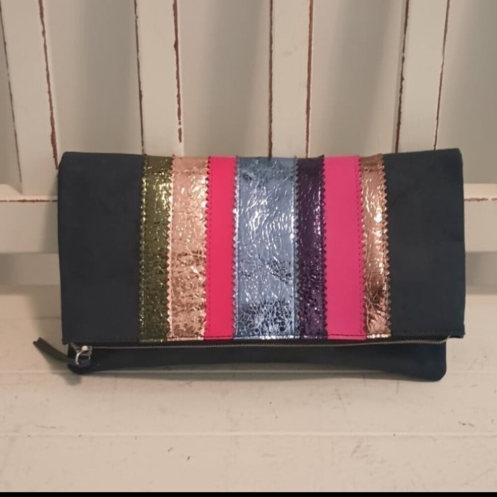 Clutch Handbag Navy Multicolor